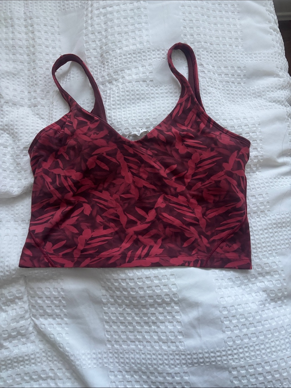 lululemon athletica Burgundy and Deep Red Printed Crop Top